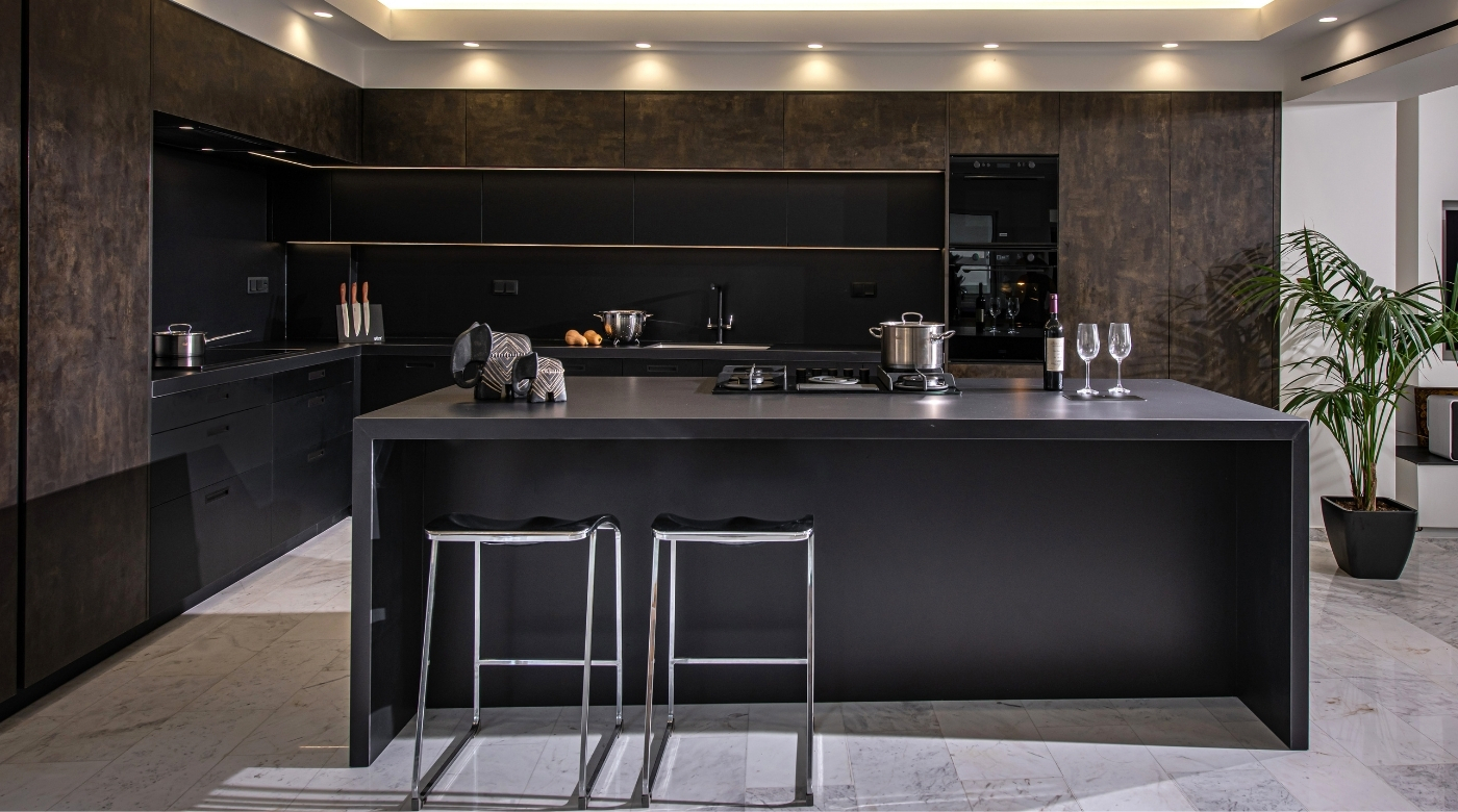 Dark Modern Kitchen Design by HOF
